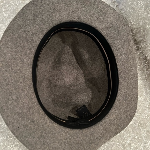 RAG & BONE Gray Floppy Brim 100% Wool Leather Trim Fedora Hat Women’s main image 6